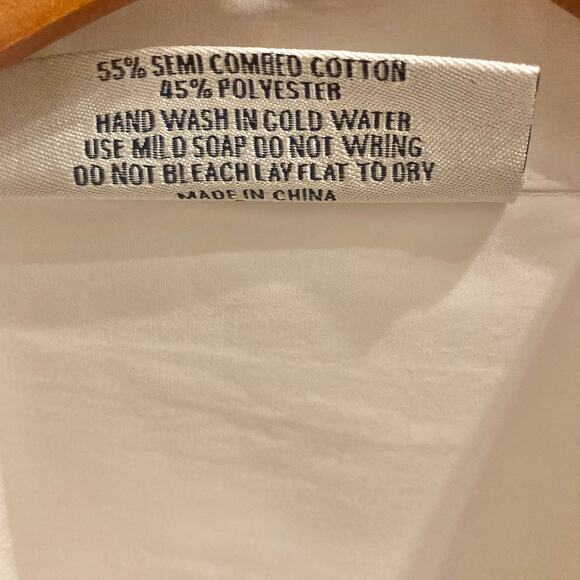 Embroidered white button-down shirt, mens large long sleeve pointed collar shirt - Picture 7 of 8